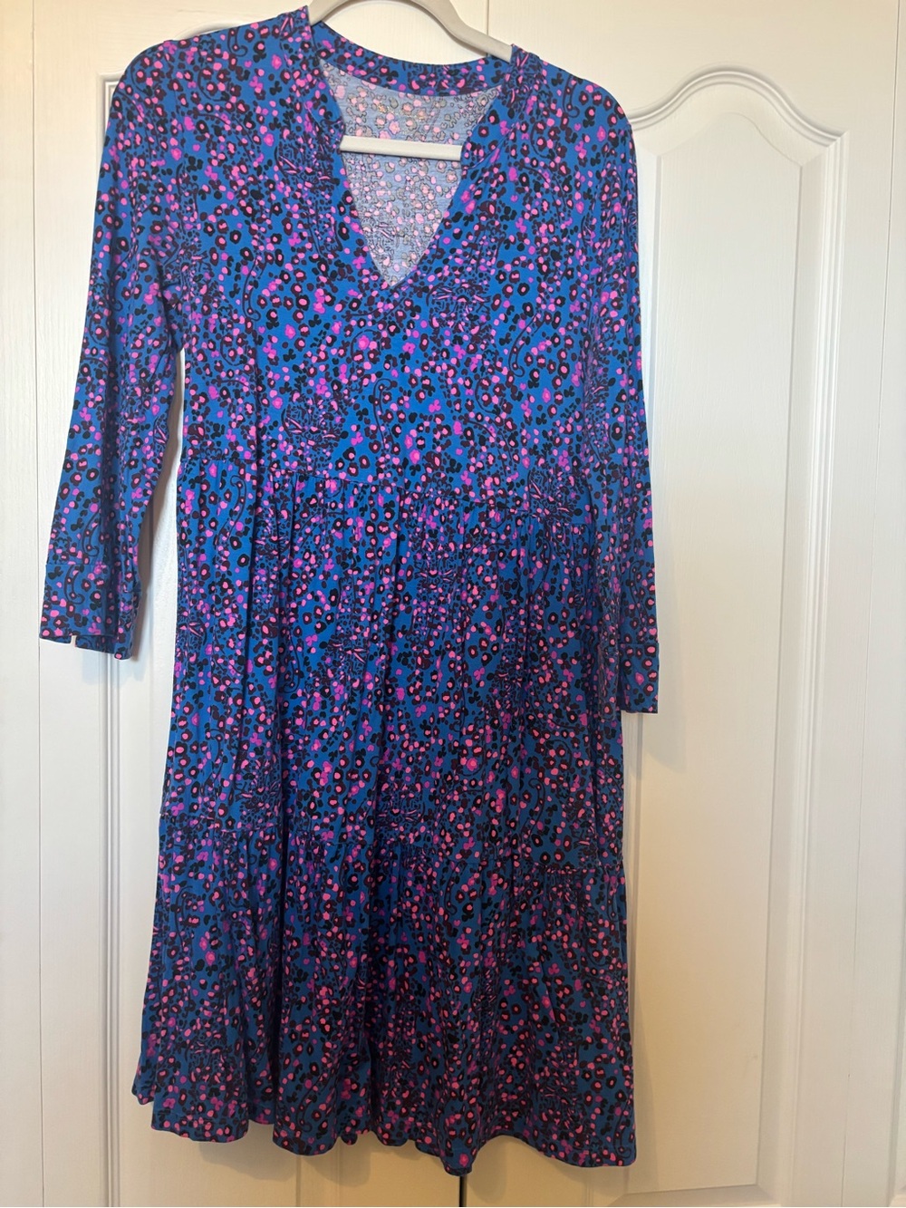 Lilly Pulitzer Blue & Pink Leopard Long Sleeve Dress